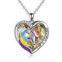 wholesale TOUPOP Gifts For Women Sterling Silver Necklaces Wolf/dragon/narwhal/unicorn/fox Necklace With Crystal Fashion Jewelry Birthday Gifts For Women -color_name:Rainbow Unicorn Necklace