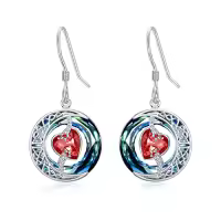 TOUPOP Sterling Silver Blue Crystal Moon Star Dangle Earrings-color_name:01-January-Garnet