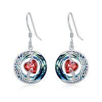 wholesale TOUPOP Birthstone Earrings For Women 925 Sterling Silver Moon And Star Dangle Earrings With Blue Crystal Birthdayjewelry Christmas Gifts For Women -color_name:01-January-Garnet