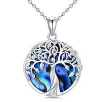 wholesale Celtic Tree Of Life Necklace 925 Sterling Silver Claddagh Tree Of Life Pendant Necklace, Celtic Tree Of Life Urn Necklaces For Ashes Jewelry For Women Men Christmas Anniversary Birthday Mothers Day, 18+2 Inch -style_name:Abalone-Tree of Life