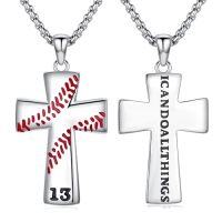 wholesale Cross Necklace 925 Sterling Silver Cross Pendant Christmas Fathers Day Birthday Gifts For Men Gifts For Father Gifts For Dad Brother Husband Son -style_name:I Baseball Cross