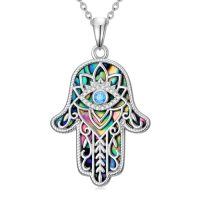 wholesale Hamsa Hand Necklace Evil Eye/star Of David/cross/lotus/witch Knot/key Of Abalone Shell Necklace 925 Sterling Silver Religious Hand Of Fatima Jewelry Gifts For Women Her -style_name:Evil Eye Hamsa Hand