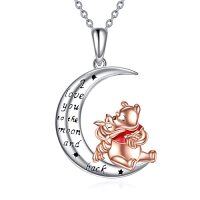 wholesale TOUPOP Bear Necklace Sterling Silver Moon Jewelry With I Love You To The Moon And Back Bear Gifts -style_name:4-Bear with pig
