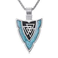 wholesale Arrowhead Necklace For Men 925 Sterling Silver Arrow Necklace Turquoise Valknut/eye Of Horus/celtic Knot Pendant Viking Jewelry Christmas Gifts For Men Women -style_name:1-Valknut