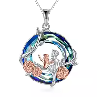 TOUPOP Sterling Silver Rose Flower Necklace Mothers Day Christmas Gifts-style_name:D-Father Daughter