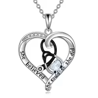 TOUPOP Sterling Silver Birthstone Stethoscope Necklace Gift For Nurse-style_name:03 Mar-Aquamarine