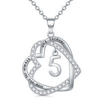 wholesale TOUPOP Gifts For Her 925 Sterling Silver Necklace Forever Love Heart Pendant Heart Year Old Jewelry Anniversary Birthday Christmas Gifts Women Girlfriend Wife Mom Grandma Daughter -style_name:5th