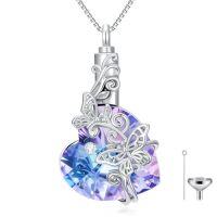 wholesale TOUPOP Urn Necklaces For Ashes Sterling Silver Cremation Jewelry For Ashes Urns For Human Ashes Pendant Necklace With Funnel Filler Kit -style_name:Double Butterfly Necklace