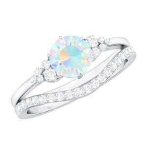 B Opal Moissanite Ring