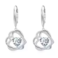 TOUPOP Sterling Silver Birthstone Double Heart Leverback Earrings-color_name:04-April-Simulated Diamond