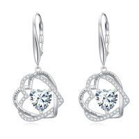 wholesale TOUPOP Heart Birthstone Earrings 925 Sterling Silver Double Heart Leverback Earrings Love You For Always And Forever Jewelry Anniversary Birthday Christmas Gifts For Women Wife Her -color_name:04-April-Simulated Diamond