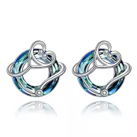 TOUPOP Sterling Silver Crystal Stethoscope Stud Earrings-color_name:Blue Crystal
