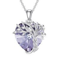 wholesale TOUPOP Tree Of Life Birthstone Necklace 925 Sterling Silver Family Tree Crystal Pendant Birthday Jewelry Christmas Gifts For Women Her -color_name:Heart-06-Purple Alexandrite Crystal