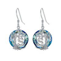 wholesale TOUPOP Tree Of Life Initial Earrings 925 Sterling Silver A-z Letter Drop Dangle Earrings Blue Circle Crystal Jewelry Birthday Christmas Gifts For Women Her Girlfriend Mom -style_name:S Initial