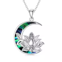 TOUPOP Sterling Silver Abalone Shell Lotus Necklace Pendant Gift-style_name:Style 1
