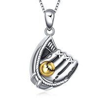 wholesale TOUPOP Urn Necklaces For Ashes Sterling Silver Cremation Jewelry For Ashes Urns For Human Ashes Pendant Necklace With Funnel Filler Kit -style_name:Baseball Glove Urn