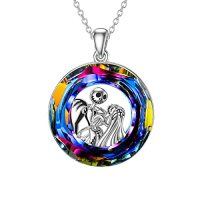 wholesale TOUPOP Nightmare Necklace 925 Sterling Silver Jack And Sally Jewelry Jack And Zero Necklace -color_name:Jack and Sally with Volcano Circle Crystal