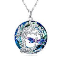 wholesale TOUPOP Sterling Silver Tree Of Life Hummingbird Dragonfly Necklace Crystal Bird Jewelry Birthday Christmas Valentines Day Gifts For Her Girlfriend Mom -style_name:Dragonfly