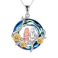 wholesale TOUPOP Sister Christmas Gifts From Sister Rose Flower Sisters Necklace Sterling Silver Crystal Jewelry Birthday Gifts For Women Best Friend Friendship -color_name:Sunflower-2 Sister-Blue Crystal