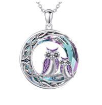 wholesale TOUPOP S925 Sterling Silver Animal Necklace Meaningful Gifts Crystal Jewelry For Women Mom Wife Her Girlfriend Daughter -style_name:2 owls