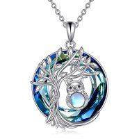 wholesale TOUPOP Tree Of Life Animal Necklace 925 Sterling Silver Crystal/abalone Shell Animal Pendant Jewelry Birthday Mothers Day Gifts For Women Mom Wife Her -style_name:1-Crystal-Owl