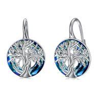 wholesale TOUPOP Tree Of Life Lever Back Earrings For Women Sterling Silver Crystal Jewelry Tree Of Lfe Gifts For Women Birthday -style_name:1-Tree of Life