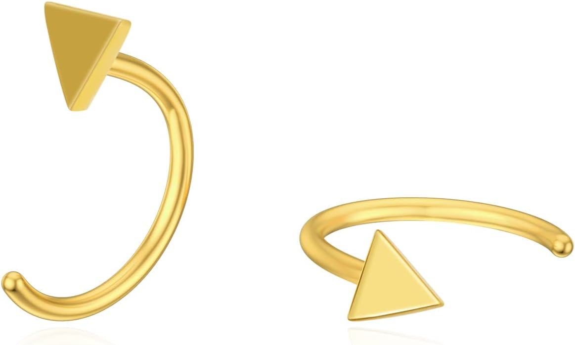 14K Gold Opal Butterfly Infinity Heart Cross Triangle Lightning Daisy Huggie Hoop Earrings for Women-triangle