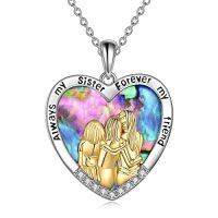 wholesale TOUPOP Sister Christmas Gifts From Sister/brother Sisters Necklace For 2/3/ 4 Sterling Silver Sisters Fashion Jewelry For Women Friend Female Friendship Lasts Forever -style_name:3 Sisters-Yellow Gold-Abalone Shell