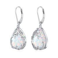 wholesale Celtic Filigree Earrings 925 Sterling Silver Teardrop Gemstone Dangle Earrings Fine Jewelry Birthday Christmas Gifts For Women -color_name:Opal