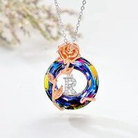 wholesale TOUPOP Mothers Day Gifts For Women Sterling Silver Initial A To Z Letter Pendant Necklace With Volcano Crystal Jewelry Birthday Anniversary Christmas Gifts For Wife Her Girlfriend Mom -color_name:R