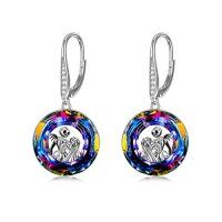 wholesale TOUPOP Nightmare Earring Jack Skellington Earrings Sterling Silver Crystal Jack And Sally Zero Earrings Jack Skellington Jewelry For Women Jack And Sally Drop Earring Skull Earrings Nightmare Earring Circle Crystal Gifts For Women Wife Girlfriend Daughter -color_name:Sally and Jack-Volcano