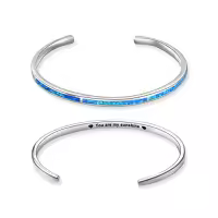 TOUPOP Sterling Silver Opal Cuff Bangle Bracelet For Women-style_name:you are my sunshine