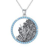 wholesale Birth Flower Necklace 925 Sterling Silver Birth Month Flower Pendant 12 Month Birthstone Jewelry Birthday Gifts For Women -style_name:03-March-Daffodils