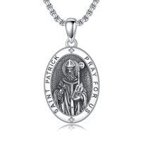 wholesale TOUPOP Christmas Gifts For Men 925 Sterling Silver Saint Amulet Necklace For Men Women Protection Medal Pendant Religious Necklace Catholic Jewelry Birthday Gifts For Father Son Husband Grandfather Police -style_name:F01-St Patrick