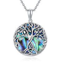 wholesale TOUPOP Tree Of Life Necklace 925 Sterling Silver Family Celtic Tree Necklace Dainty Pendant Irish Jewelry Birthday Anniversary Christmas Gifts For Women Mom Wife Girlfriend -style_name:Abalone Shell Celtic Knot Tree Pendant