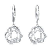 wholesale TOUPOP Gifts For Women Heart Initial Earrings 925 Sterling Silver Double Heart Dangle Earrings Birthday Jewelry Birthday Christmas Gifts For Her Wife Girlfriend -style_name:Initial Q