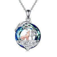 wholesale TOUPOP Wolf Horse Necklace Sterling Silver Animal Wolves/horse Jewelry Gifts For Women Mom Birthday -style_name:Style 4 Crystal