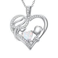 wholesale TOUPOP Christmas Gifts For Mom Birthstone Necklace Mother And Daughter/son Love Heart Necklace I Love You Mom Gifts Jewelry Birthday Gift For Women Grandmother Wife -color_name:10-October-Opal