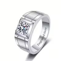 TOUPOP 925 Sterling Silver D Color Vvs1 Round Moissanite Men's Ring-style_name:G Moissanite Ring