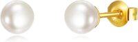 wholesale 14K Gold Pearl Stud Earrings Flat Back Post Jewelry for Women-5mm