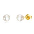 wholesale 14K Gold Pearl Stud Earrings Flat Back Post Jewelry for Women-0-0