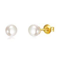 wholesale 14K Gold Pearl Stud Earrings Flat Back Post Jewelry for Women-5mm