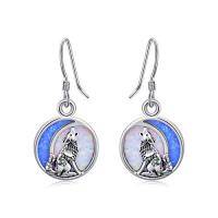 wholesale TOUPOP Cute Animal Dangle Earrings Animal Jewelry Birthday Christmas Gifts For Women Sterling Silver Crystal Opal Earrings -color_name:Wolf Opal Moon