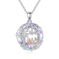 wholesale TOUPOP Sister Gifts From Sister Sterling Silver Tree Of Life Necklace For 2/3/4 Birthday Jewelry Christmas Valentines Day Gifts For Her Friend Daughter Wife -style_name:4 Sisters-Purple Crystal