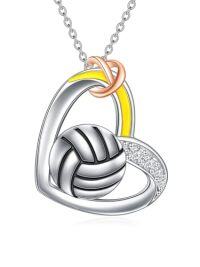 wholesale TOUPOP Volleyball/baseball/basketball Necklace 925 Sterling Sliver Sport Necklace For Women Men Sport Jewelry Gifts For Sports Fans -style_name:Volleyball