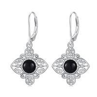 wholesale Amethyst/aquamarine/black Onyx/black Rutilated Quartz/emerald/moss Agate/opal/ruby Leverback Earrings For Women Sterling Silver Drop Earrings Jewelry Gifts For Women -color_name:Black Onyx