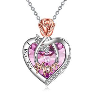 10 Oct-Mom Necklace with Heart Crystal