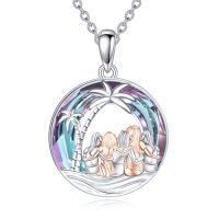 wholesale Sisters Necklace Sterling Silver Always My Sister Forever My Friend Jewelry Tree Of Life Palm Trees Necklace For Women Female Friendship Jewelry -style_name:Five Sisters-Palm Trees