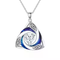 TOUPOP Sterling Silver Crystal Celtic Birthstone Trinity Knot Pendant Necklace-color_name:04-Apr. - Simulated Diamond
