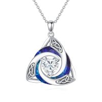 wholesale TOUPOP Celtic Birthstone Necklace For Women 925 Sterling Silver Trinity Knot Crystal Pendant Irish Jewelry Anniversary Birthday Gifts For Her Wife Girlfriend Mom Daughter -color_name:04-Apr. - Simulated Diamond